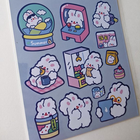 Fluffy Rabbit Fun Times Sticker Sheet - Picture 2 of 3